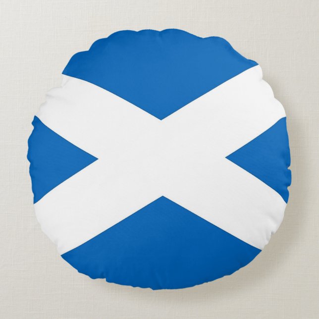 Round Throw Pillow with flag of Scotland, UK (Front)