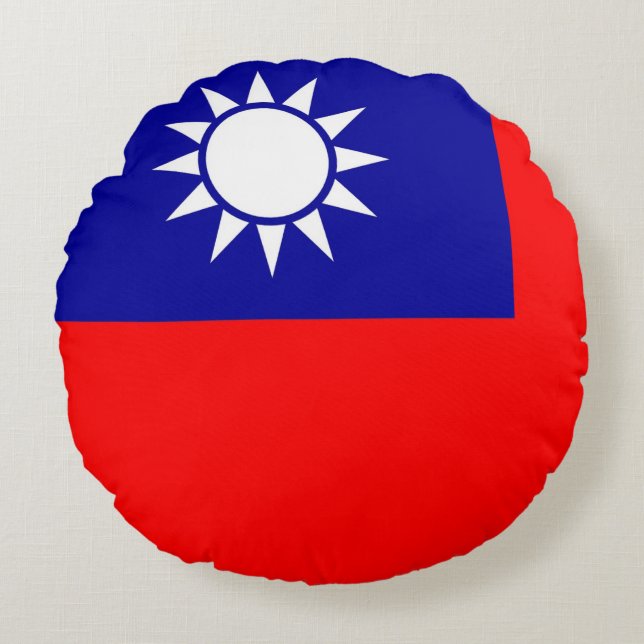 Round Throw Pillow with flag of Taiwan (Front)