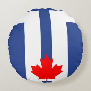 Round Throw Pillow with flag of Toronto, Canada