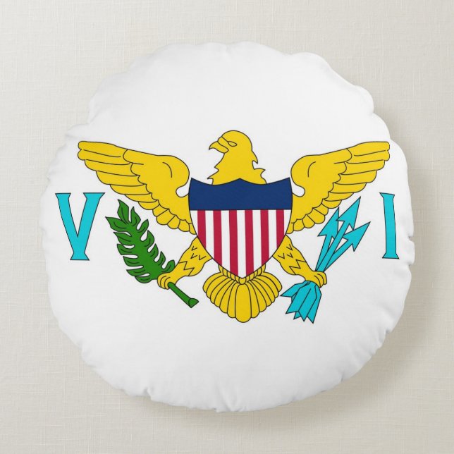 Round Throw Pillow with flag of Virgin Islands (Front)