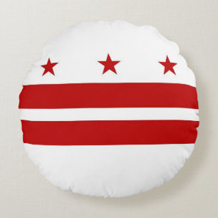 Round Throw Pillow with flag of Washington DC, USA