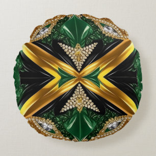 Round Throw Pillow with Jamaica Colours