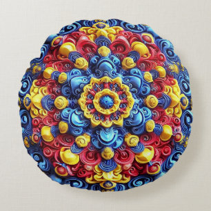 Round Throw Pillow with Romanian Colours