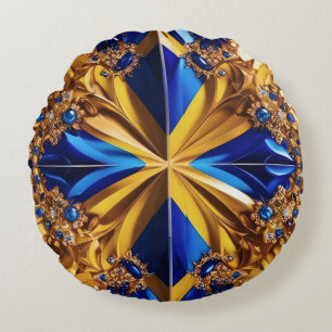 Round Throw Pillow with Sweden Colours