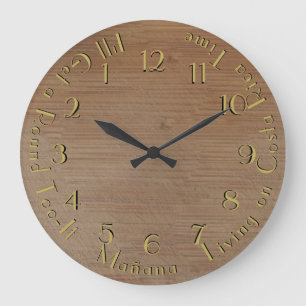Round Too-It Backward Worn Wood Customisable Large Clock