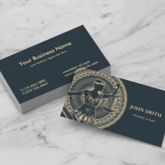 Round Totem Lady Justice Professional Attorney Business Card