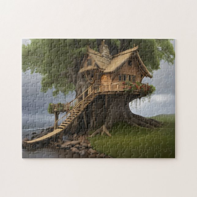 Round tree house  jigsaw puzzle (Horizontal)