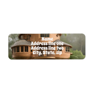 Round tree house return address label
