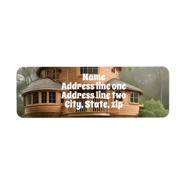 Round tree house  return address label (Front)