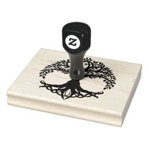 Round tree white background rubber stamp