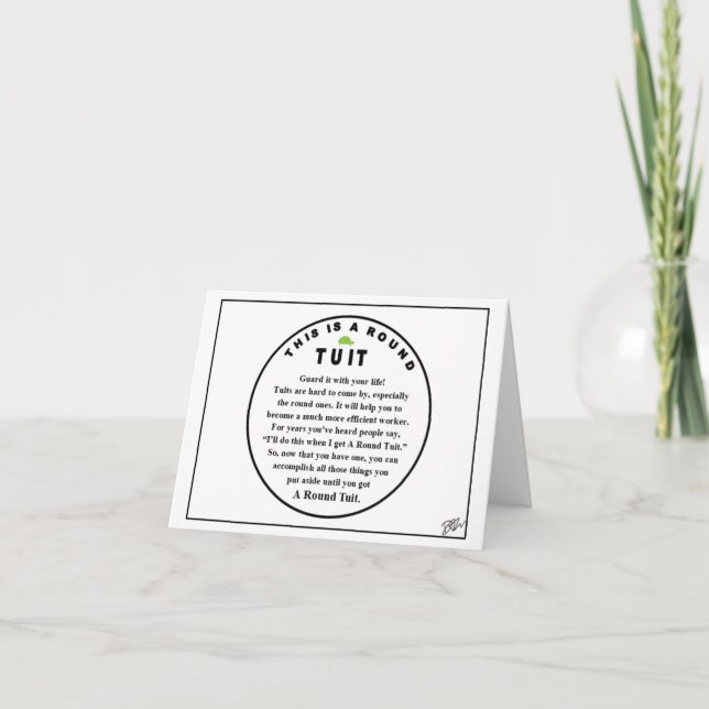 ROUND TUIT Blank Thank You Card (Front)