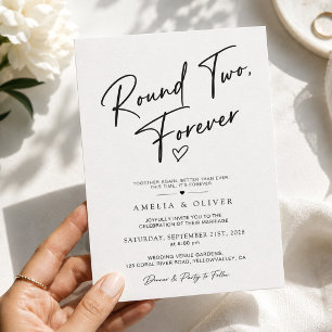 Round Two Forever Modern Remarriage Wedding Invitation