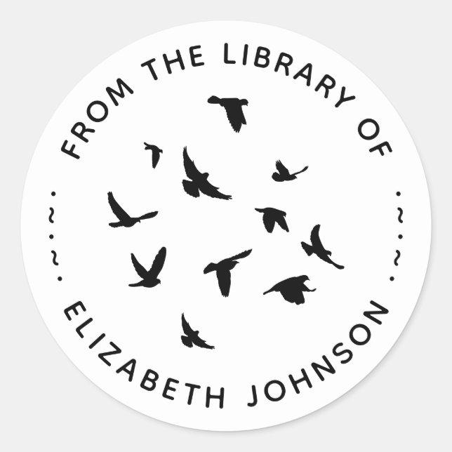 Round Typography Birds From The Library Of Classic Round Sticker (Front)