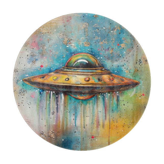 Round UFO UAP  Cutting Board (Front)
