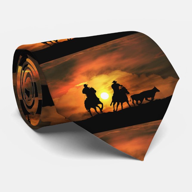 Round Up Cowboys and Steers Tie (Rolled)