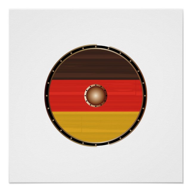 Round Viking Shield With Germany Flag Poster (Front)
