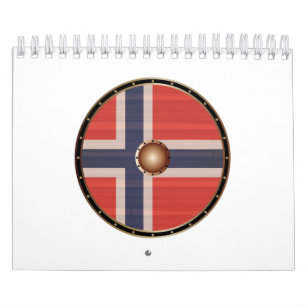 Round Viking Shield With Norwegian Flag. Calendar