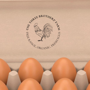 Round Vintage & Rustic Chicken Egg Carton Rubber Stamp
