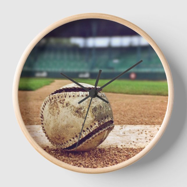 Round wall clock, Baseball Field. Clock (Front)