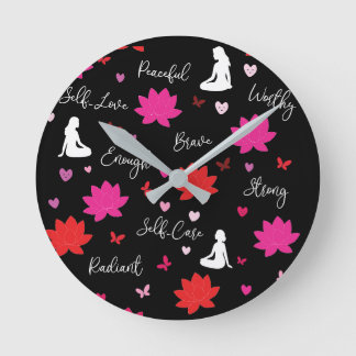 Round Wall Clock | Self-Care Lotus Design