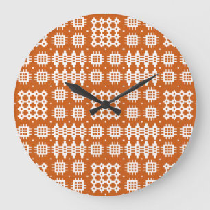 Round Wall Clock Welsh Tapestry Pattern, Brick Red