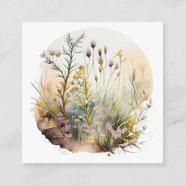 round watercolor art of rewilding and ungardening  enclosure card (Front)