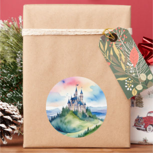 Round Watercolor Castle Sticker