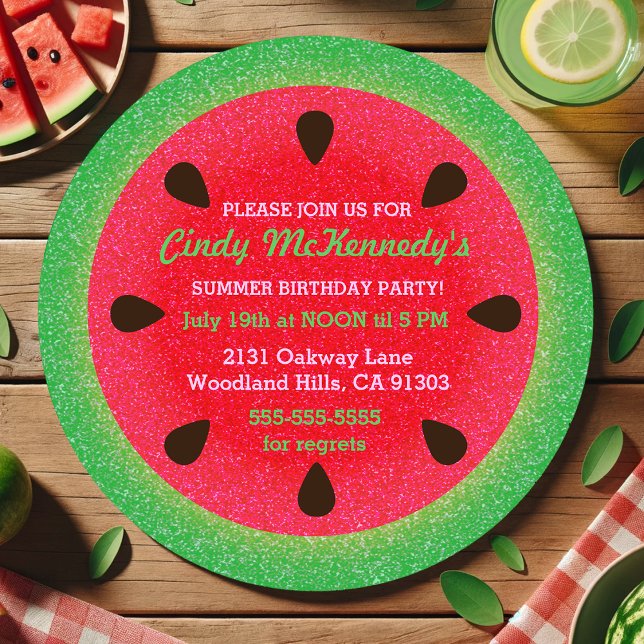Round Watermelon Party Invitations (Creator Uploaded)