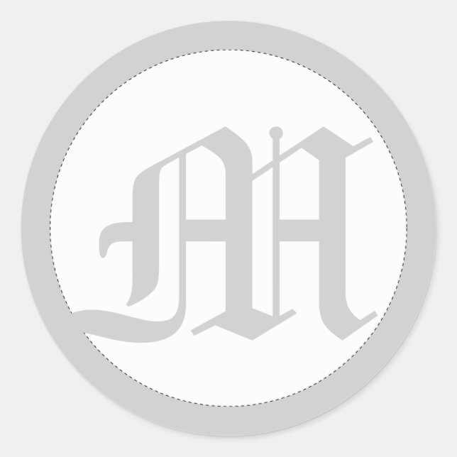 Round wedding envelope sealers with monogram classic round sticker (Front)