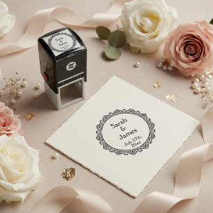 Round Wedding Stamp with Ornamental Frame