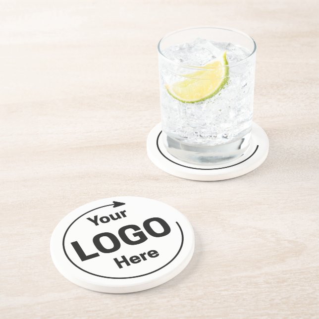Round White Custom Business Logo Branded  Coaster (Side)