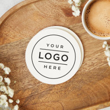 Round White Custom Business Logo Branded Round Paper Coaster