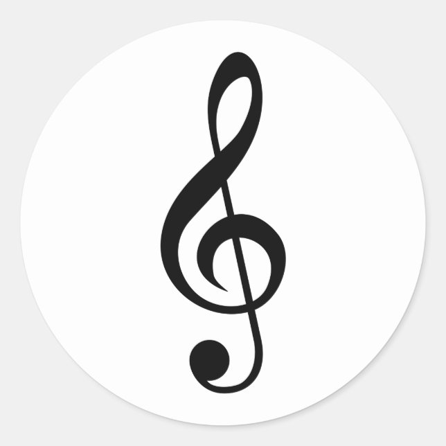 Round White Treble Clef Stickers (Front)