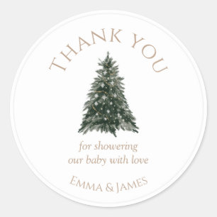 Round Winter Forest Christmas Tree Sticker