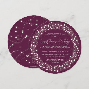 Round Winterberry Sparkling Lights Christmas Party Invitation