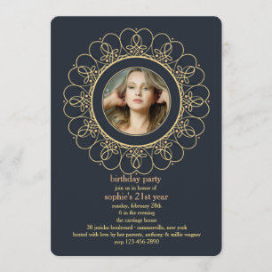 Round Wired Hearts Photo Invitation