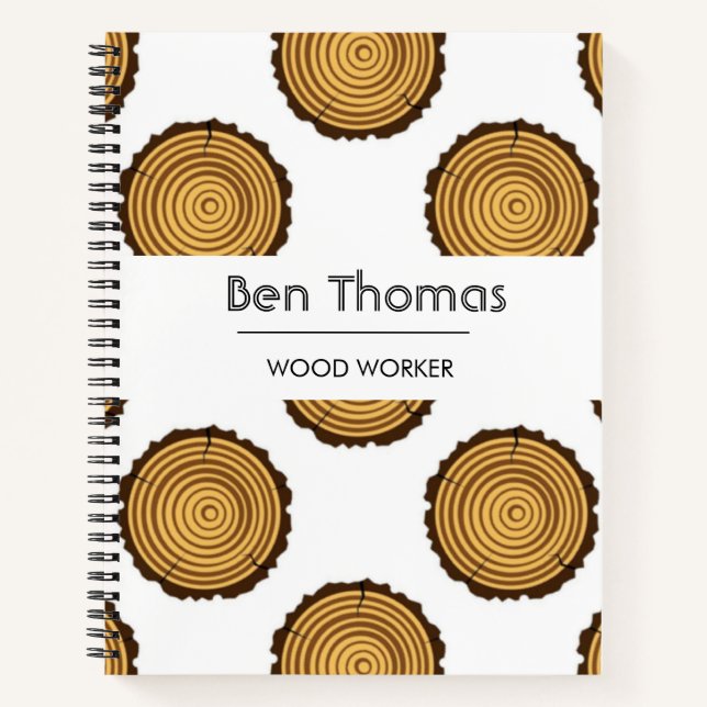 Round wood pattern white notebook (Front)
