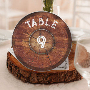 Round Wood Style Rustic Wedding Table Number Sign