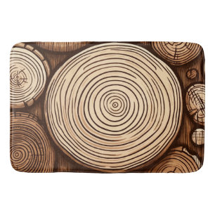 Round Wood Tree Logs Wooden Woodland Forest Bath Mat