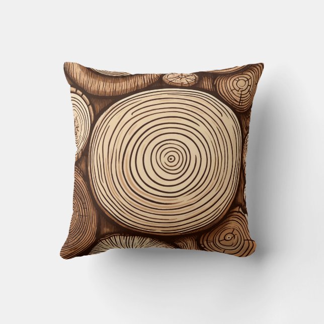 Round Wood Tree Logs Wooden Woodland Forest  Cushion (Back)
