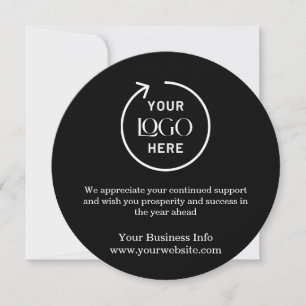 Round Wreath   Business logo Holiday Black card