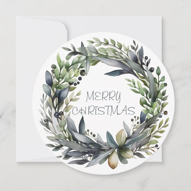 Round Wreath Christmas Card (Front)