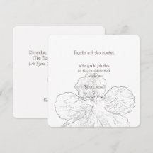 Rounded Black and White Floral Line Art Wedding