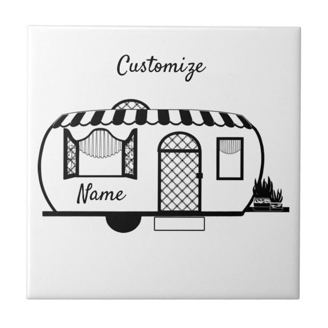 Rounded Caravan Trailer Thunder_Cove Ceramic Tile (Front)