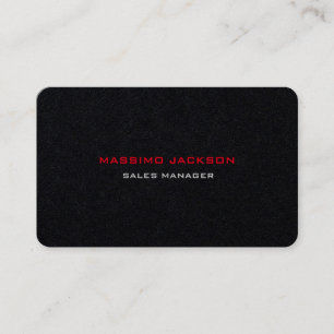 Rounded Corner Black Red Professional Minimalist Business Card