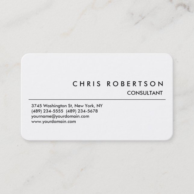 Rounded Corner Black White Business Card (Front)