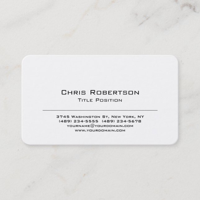 Rounded Corner Black White Charming Business Card (Front)