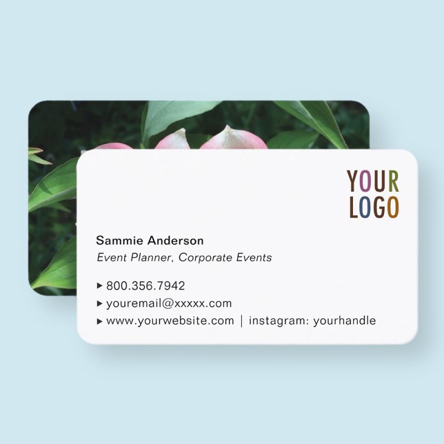 Rounded Corner Business Cards with Logo & Photo (MISOOK White Business Card with Rounded Corners and Logo)