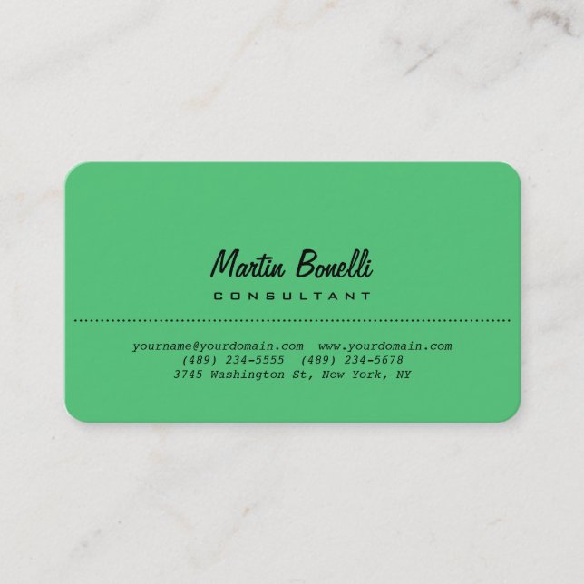 Rounded Corner Emerald Green Plain Business Card (Front)