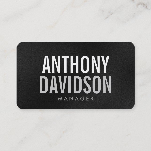 Rounded Corner Grey Bold Text Business Card (Front)